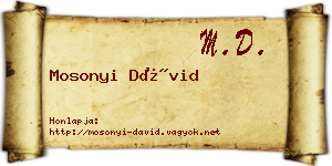 Mosonyi Dávid névjegykártya